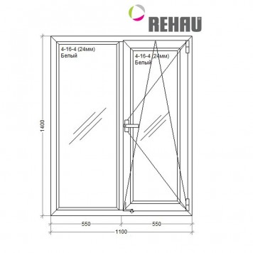 Хрущевка 1створка поворотно-откидная 1кам.