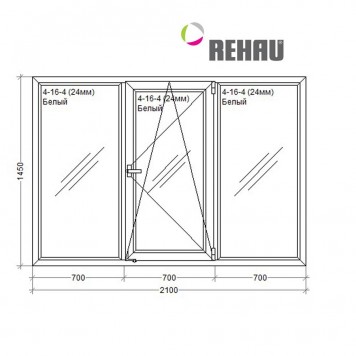 Улучшенка 1 створка поворотно-откидная 1кам.