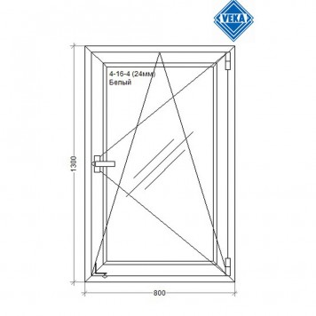 Частный дом 1 створка поворотно-откидная 1кам.