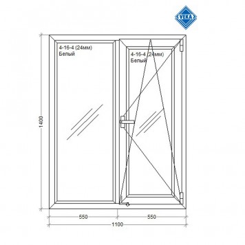 Хрущевка 1створка поворотно-откидная 1кам.