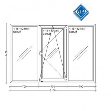 Улучшенка 1 створка поворотно-откидная 1кам.