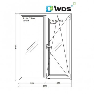 Хрущевка 1 створка поворотно-откидная 1 кам.