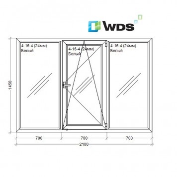 Трёхстворчатое с одним открыванием
